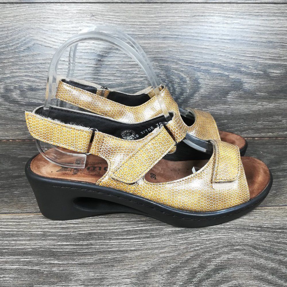 Mephisto Mobils Yellow Leather Strap Slingback Sandals - Women's 9